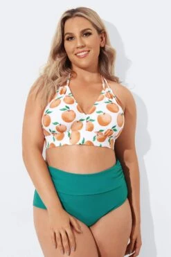 Fashion Fruit Print V-Neck Halter Bikini Set -Meetcurve Shop b debk002001 4