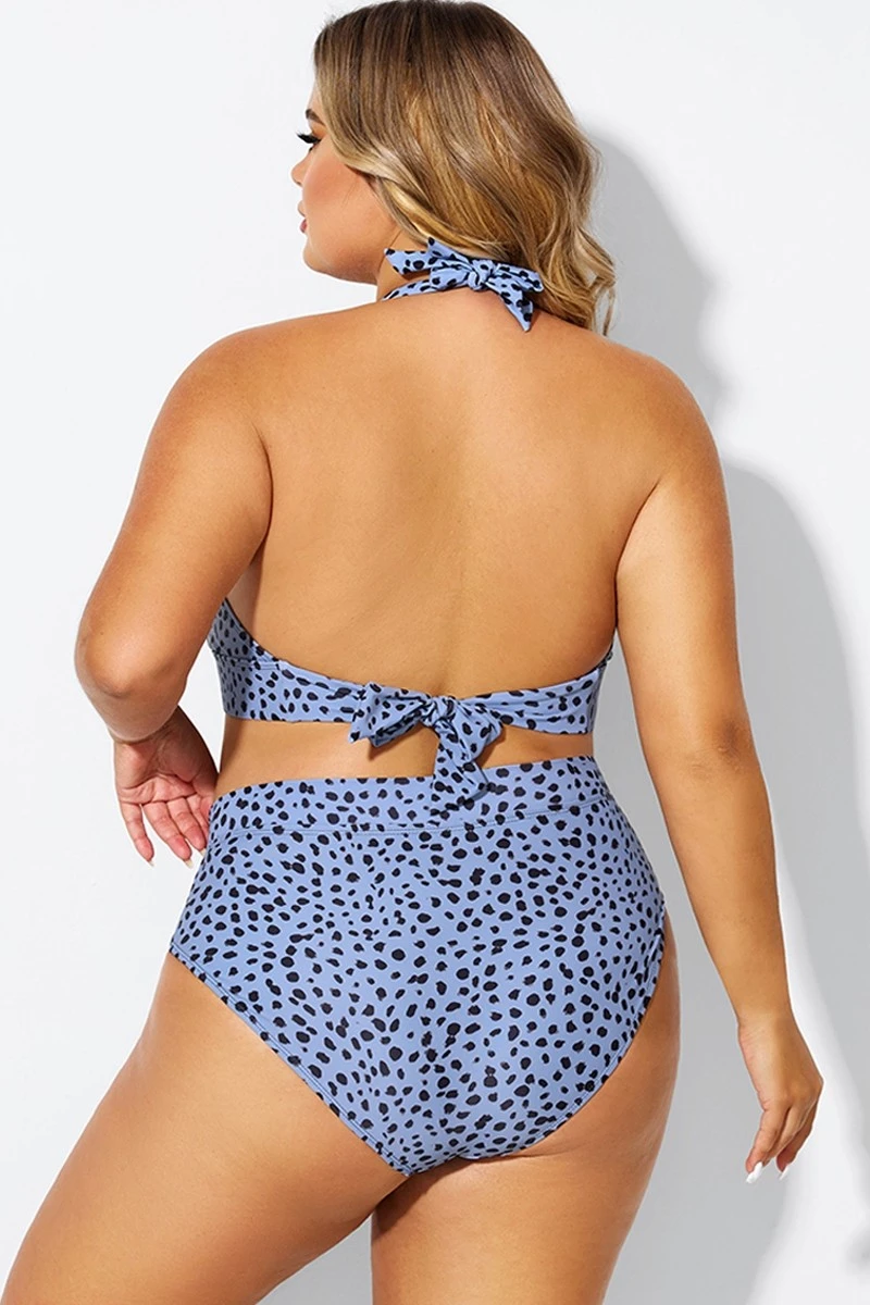 V-Neck Black Dots Printed Halter Sexy Bikini Top 4 V-Neck Black Dots Printed Halter Sexy Bikini Top - Image 2