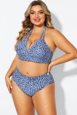 V-Neck Black Dots Printed Halter Sexy Bikini Top 12 V-Neck Black Dots Printed Halter Sexy Bikini Top -Meetcurve Shop b debk002007 5