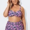Purple Floral Twist Front Bandeau Bikini Set -Meetcurve Shop b debk003003 1