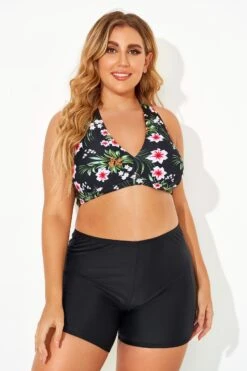 Flower Printed Women V-neck Bikini Top 11 Flower Printed Women V-neck Bikini Top -Meetcurve Shop b debk005001t 2