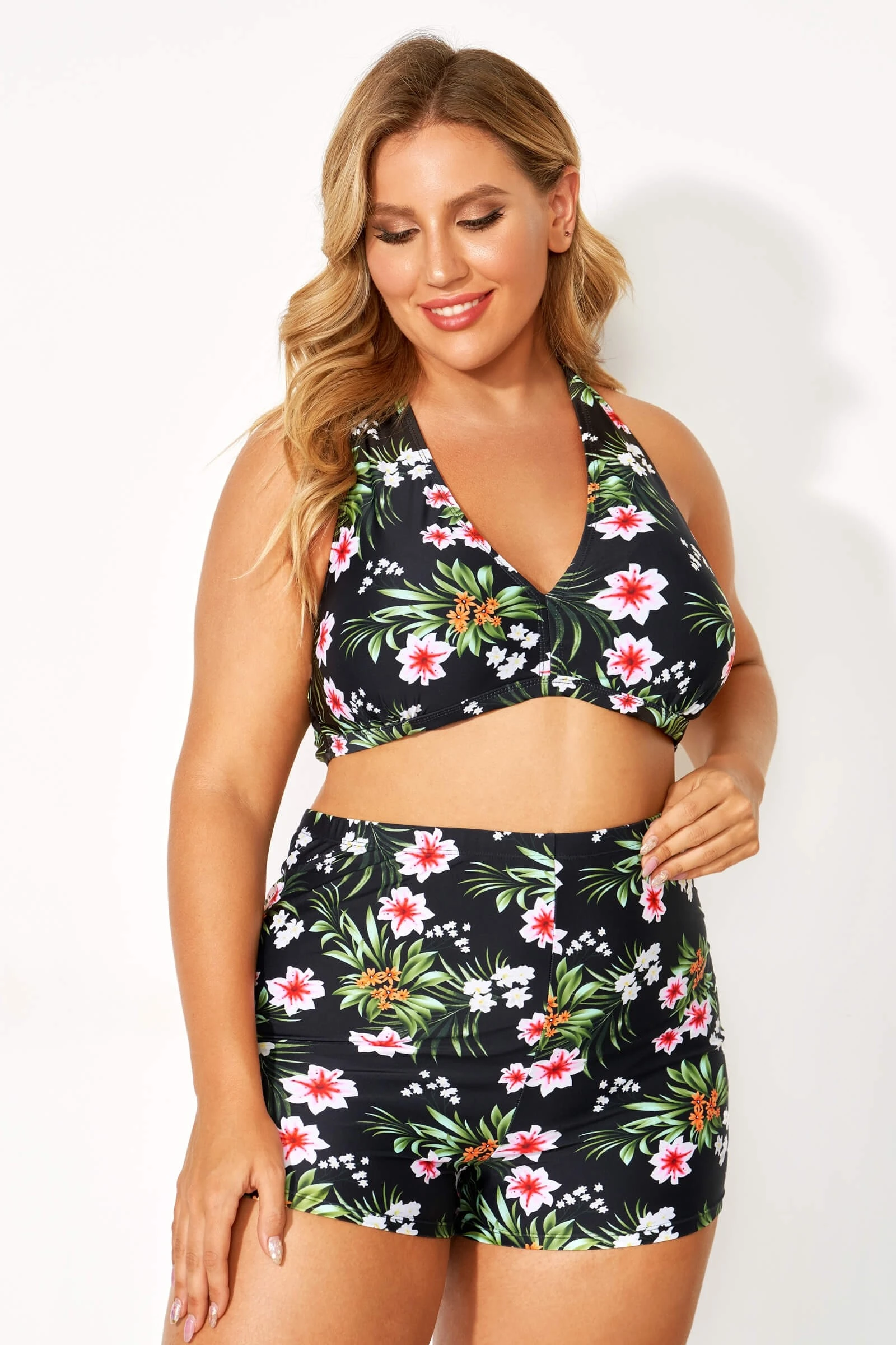 Flower Printed Women V-neck Bikini Top 4 Flower Printed Women V-neck Bikini Top - Image 2