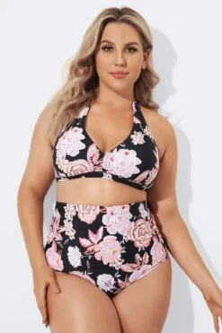 Multi Pattern Halter High Waist Bikini Set -Meetcurve Shop b debk005002 4