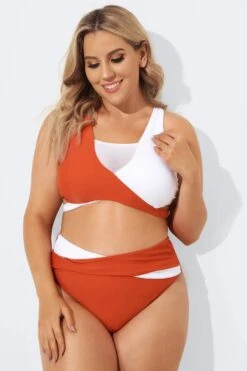 Red & White Wrap Fashion Bikini Set For Lady -Meetcurve Shop b debk015001 4