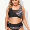 Floral Printed High Waist Mesh Bikini Set -Meetcurve Shop b debk015002 1