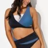 V-Neck Colorblock Stylish Wrap Swimsuits Bikini Top -Meetcurve Shop b debk015005 11 2
