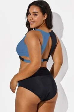 V-Neck Colorblock Stylish Wrap Swimsuits Bikini Top -Meetcurve Shop b debk015005 55 1