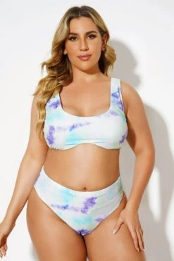 Scoopneck Tie Dye Underwire Bikini Set For Women -Meetcurve Shop b debk025001 4