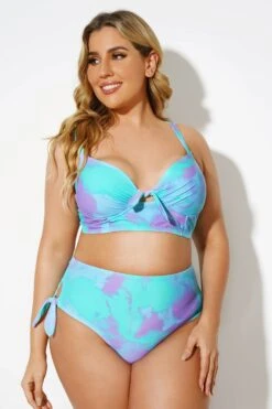 Tie Dye Sexy Underwire Bikini Set For Women