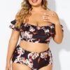Flower Print Ruffle Women Bikini Top -Meetcurve Shop b debk051002 1