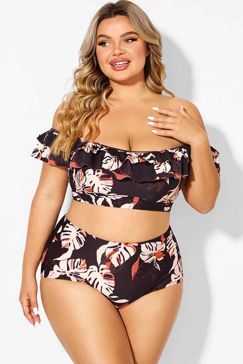 Flower Print Ruffle Women Bikini Top 2 Flower Print Ruffle Women Bikini Top