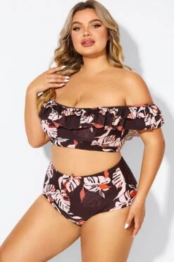 Flower Print Ruffle Women Bikini Top 11 Flower Print Ruffle Women Bikini Top -Meetcurve Shop b debk051002 5
