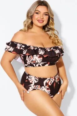 Flower Print Ruffle Women Bikini Top 12 Flower Print Ruffle Women Bikini Top -Meetcurve Shop b debk051002 6