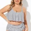 Black And White Stripes Scoop Neck Bikini Top 2 Black And White Stripes Scoop Neck Bikini Top -Meetcurve Shop b debk063008 1