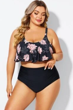 Floral Print Sexy Scoop Neck Bikini Top -Meetcurve Shop b debk063011 3 1