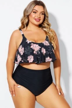 Floral Print Sexy Scoop Neck Bikini Top -Meetcurve Shop b debk063011 6 1