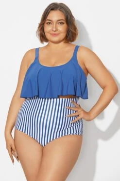 Navy Sexy Scoop Adjustable Straps Bikini Top -Meetcurve Shop b debk063012 3