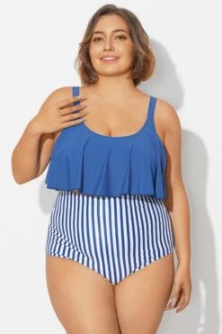 Navy Sexy Scoop Adjustable Straps Bikini Top -Meetcurve Shop b debk063012 4