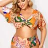 Tropical Print Sexy Bow V-neck Bikini Set -Meetcurve Shop b debk064001 1 2
