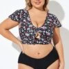 Classic Floral Print Knot Front Women Bikini Top -Meetcurve Shop b debk072004 1 1