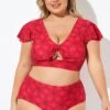 Red Geometric Interwoven Print Bikini Top -Meetcurve Shop b debk072005 1 1