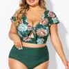Floral Print Retro Women Bikini Top With Sleeves 1 Floral Print Retro Women Bikini Top With Sleeves -Meetcurve Shop b debk072006 3