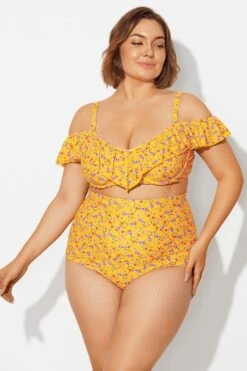 Yellow Floral Ruffled Underwire Women Bikini Top 11 Yellow Floral Ruffled Underwire Women Bikini Top -Meetcurve Shop b debk073002 4