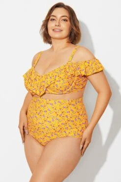Yellow Floral Ruffled Underwire Women Bikini Top 13 Yellow Floral Ruffled Underwire Women Bikini Top -Meetcurve Shop b debk073002 6
