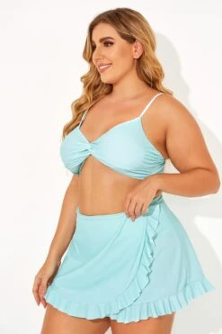 Solid Criss Cross Ruffle Strappy Bikini Top -Meetcurve Shop b debk076001 2