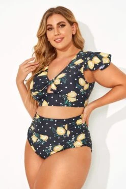 Lemon Flutter Cap Short Sleeve Bikini Top 8 Lemon Flutter Cap Short Sleeve Bikini Top -Meetcurve Shop b debk078001 1