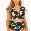 Lemon Flutter Cap Short Sleeve Bikini Top -Meetcurve Shop b debk078001 2