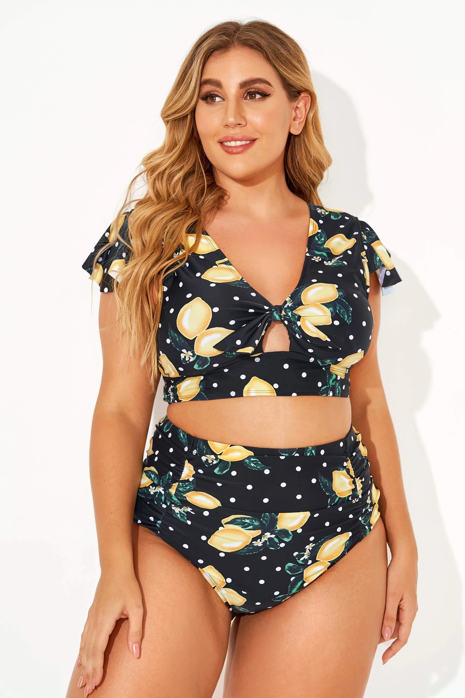 Lemon Flutter Cap Short Sleeve Bikini Top 3 Lemon Flutter Cap Short Sleeve Bikini Top