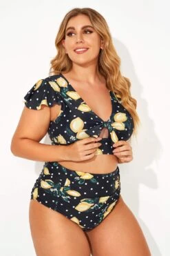 Lemon Flutter Cap Short Sleeve Bikini Top 9 Lemon Flutter Cap Short Sleeve Bikini Top -Meetcurve Shop b debk078001 3