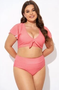 Starfish Coral Dots Flutter Sleeve Swim Bikini Top -Meetcurve Shop b debk092003 4
