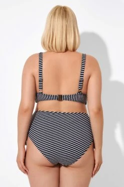 Black Stripes Knot Front Underwire Bikini Top -Meetcurve Shop b debk098001 2