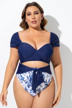 Blue Tie-Back Sweetheart Neckline Underwire Bikini Top 11 Blue Tie-Back Sweetheart Neckline Underwire Bikini Top -Meetcurve Shop b debk105001 4