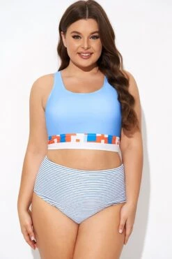 Multi-color Round Neck Racerback Bikini Top 11 Multi-color Round Neck Racerback Bikini Top -Meetcurve Shop b debk138001 4