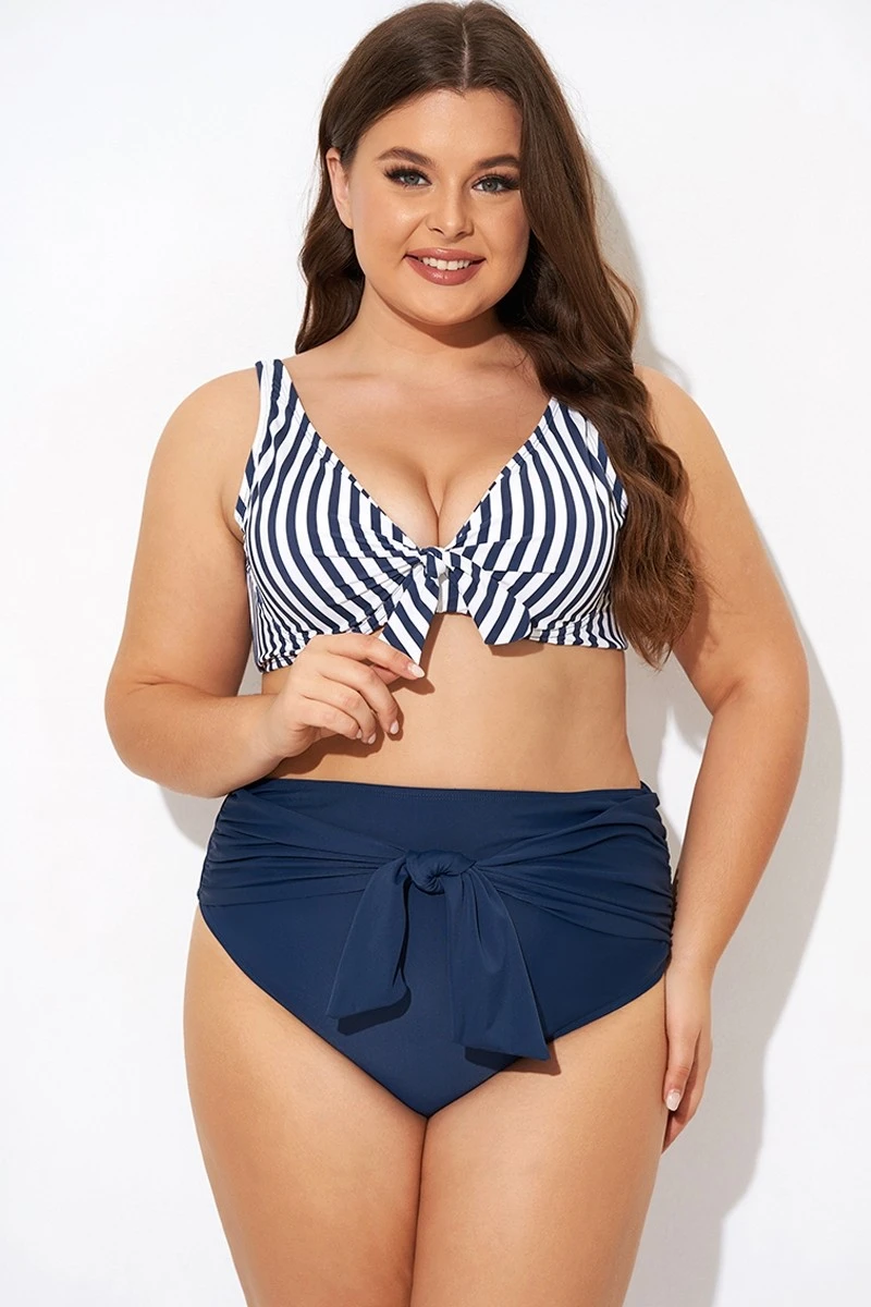 Striped Tie Front Underwire Bikini Top 3 Striped Tie Front Underwire Bikini Top