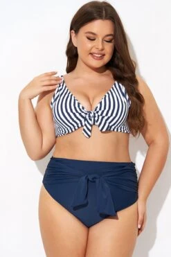 Striped Tie Front Underwire Bikini Top 10 Striped Tie Front Underwire Bikini Top -Meetcurve Shop b debk140001 3