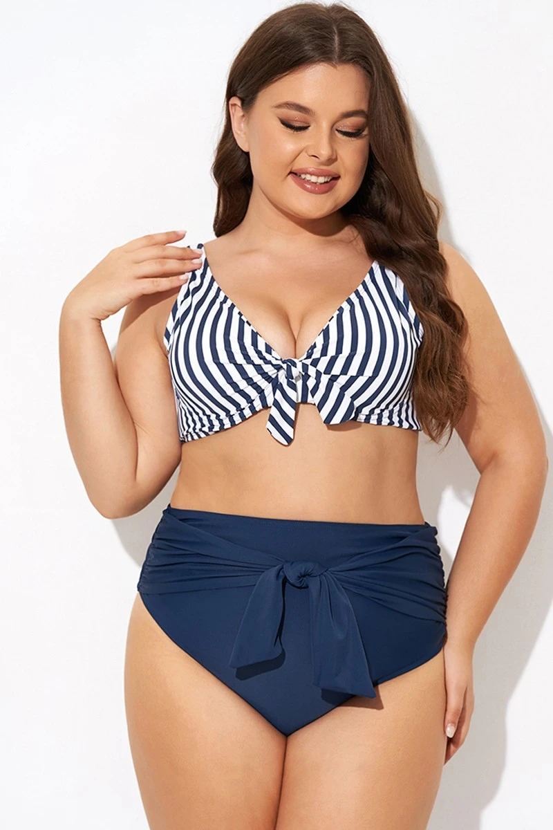 Striped Tie Front Underwire Bikini Top 5 Striped Tie Front Underwire Bikini Top - Image 3