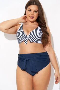 Striped Tie Front Underwire Bikini Top 11 Striped Tie Front Underwire Bikini Top -Meetcurve Shop b debk140001 4