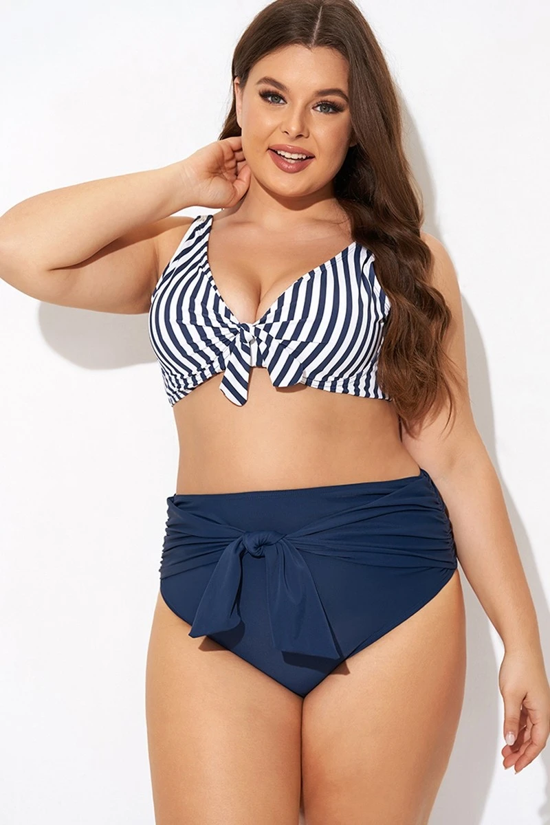 Striped Tie Front Underwire Bikini Top 6 Striped Tie Front Underwire Bikini Top - Image 4