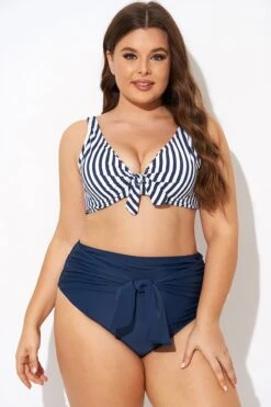 Striped Tie Front Underwire Bikini Top 12 Striped Tie Front Underwire Bikini Top -Meetcurve Shop b debk140001 5