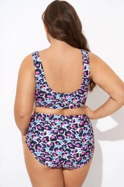 Flattering Peach Leopard Pull-on Design Bikini Top -Meetcurve Shop b debk143001 6