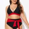 Black And Red V Neck Bikini Top -Meetcurve Shop b debk144001 1 1