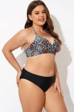 Tribal Pattern Twist Halter Sexy Bikini Top -Meetcurve Shop b debk146001 6
