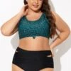 Green Leopard Print Knot Swim Bikini Top -Meetcurve Shop b debk148001 1
