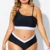 Black & White One Shoulder High Waisted Bikini Top 2 Black & White One Shoulder High Waisted Bikini Top -Meetcurve Shop b debk149001 1