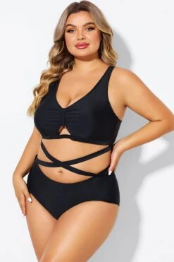 Black Plus Size With Adjustable Straps Sexy Bikini Top 11 Black Plus Size With Adjustable Straps Sexy Bikini Top -Meetcurve Shop b debk151001 4
