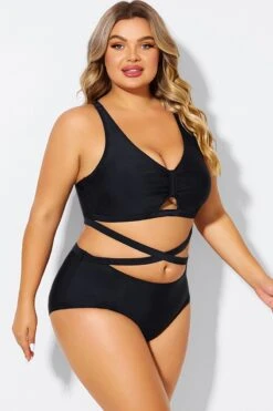 Black Plus Size With Adjustable Straps Sexy Bikini Top 13 Black Plus Size With Adjustable Straps Sexy Bikini Top -Meetcurve Shop b debk151001 6